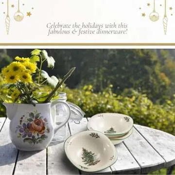 Spode Christmas Tree 5-Inch Holiday Dip Dishes, Set of 3 - Earthenware Dipping Bowls with Festive Christmas Tree Design - Ideal for Snacks, Side Dishes - Microwave & Dishwasher Safe