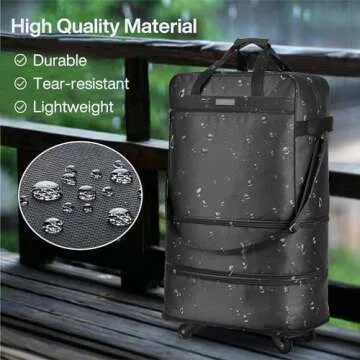 Hanke Suitcases with Wheels Expandable Foldable Luggage Bag Suitcase Collapsible Rolling Travel Bag Duffel Bag Moving Bags for Men Women Lightweight Suitcases without Telescoping Handle, Black