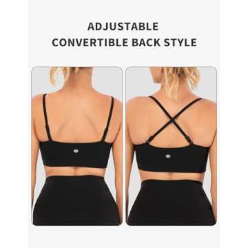YUNOGA Adjustable Padded Sports Bra for Yoga