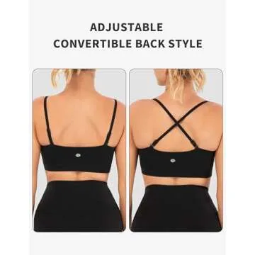 YUNOGA Adjustable Padded Sports Bra for Yoga