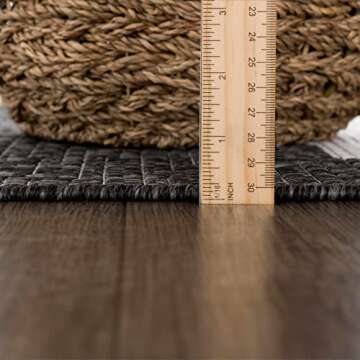 Hauteloom Djugun Outdoor Area Rug - Outside Porch Patio Rug Carpet - Waterproof Rug - Geometric - Bl...