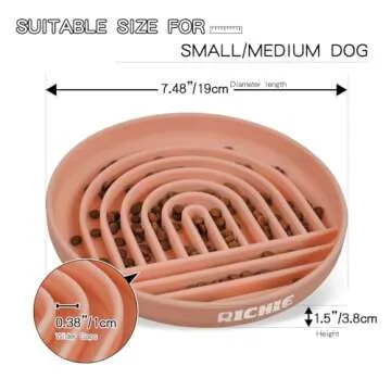 RICHIE Slow Feeder Dog Bowls with Suction Cups, Silicone Puzzle Bowl for Slow Eating, Pets Slow Feed...