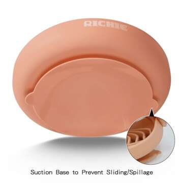 RICHIE Slow Feeder Dog Bowls with Suction Cups, Silicone Puzzle Bowl for Slow Eating, Pets Slow Feeder Non-Slip Design Dishwasher Microwave Safe for Small Medium Dogs, Pink