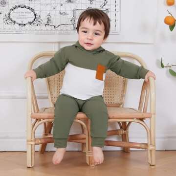 LIOMENGZI Infant Baby Boys Pants Outfits Set Long Sleeve Hooded Striped Sweatshirts Pants Clothes Set Fall Winter Pants Sweatsuit (Green-04, 12-18 Months)