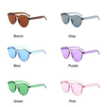 Armear Women Retro Rimless Round Sunglasses Tinted Yellow One Piece Lens Frameless Eyewear