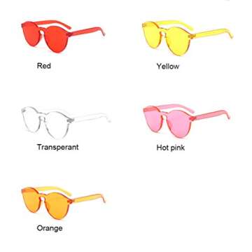 Armear Women Retro Rimless Round Sunglasses Tinted Yellow One Piece Lens Frameless Eyewear
