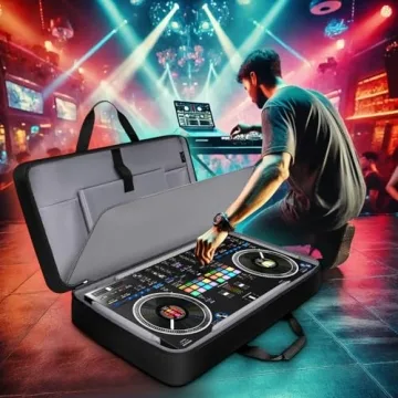 SNIGJAT DJ Controller Case for DDJ-FLX10/ 1000/ REV7/ FLX6, Padded Large Capacity DJ Controller Bag with 12 Pockets for Laptop and Music Accessories, DJ Carrying Case with Adjustable Shoulder Strap