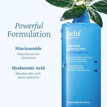 belif Aqua Bomb Hydrating Toner with Niacinamide & Hyaluronic Acid, Lightweight and Refreshing Toner...