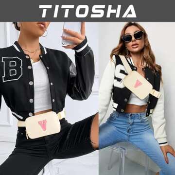 Initial Letter Belt Bag with Extender Strap Fanny Pack for Women Mini Crossbody Bum Hip Travel Purse...