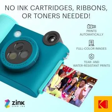 KODAK Smile+ 2-in-1 Digital Instant Print Camera & Wireless Bluetooth Photo Printer - 10MP, Special-Effect Rotating Lens, Zink 2x3” Sticky-Back Photos, Print via Fun App from Smart Devices - Blue