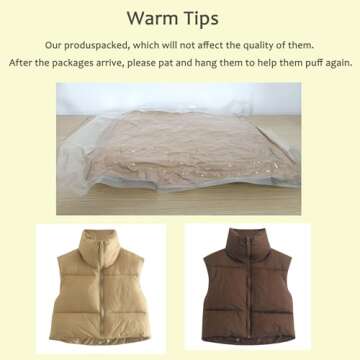 Ainangua Women's Crop Padded Vest Stand Collar Lightweight Sleeveless Puffer Zip Up Gilet Outerwear(...
