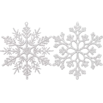 Sea Team Plastic Christmas Glitter Snowflake Ornaments Christmas Tree Decorations, 4-inch, Set of 36...