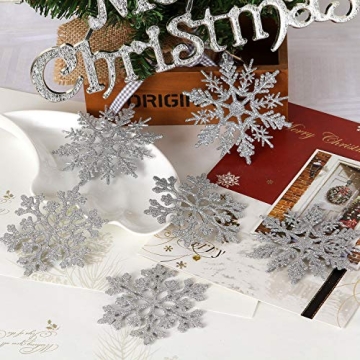 Sea Team 36-Pack Glitter Snowflake Ornaments for Christmas
