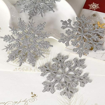 Sea Team 36-Pack Glitter Snowflake Ornaments for Christmas