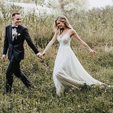 Wedding Dress for Bride 2020,Beach Vintage A Line Backless Boho Lace Summer Wedding Dresses Women Pl...