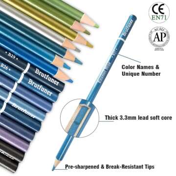 LBW 72 Metallic Colored Pencils for Adult Coloring, Soft Core Coloring Pencils with Vibrant Color, Ideal for Artists Drawing Blending Sketching