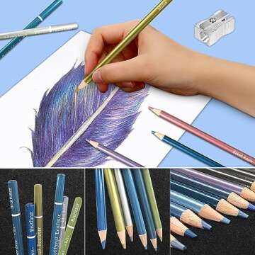 LBW 72 Metallic Colored Pencils for Adult Coloring, Soft Core Coloring Pencils with Vibrant Color, Ideal for Artists Drawing Blending Sketching