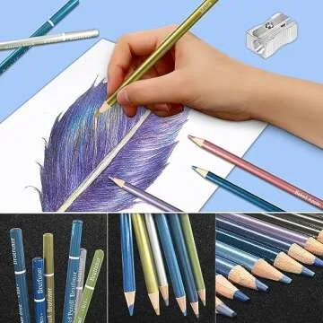 LBW 72 Metallic Colored Pencils for Adult Coloring, Soft Core Coloring Pencils with Vibrant Color, Ideal for Artists Drawing Blending Sketching