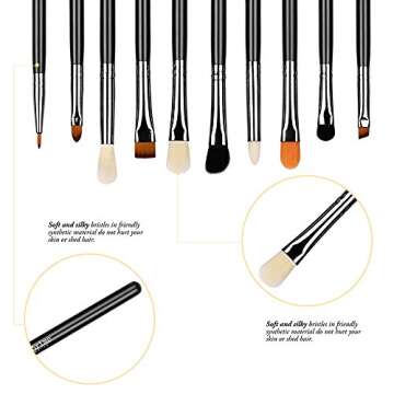 Duorime Silky 10Pcs Eyeshadow Makeup Brush Set Essential Eye Makeup Brushes Kit For Blending Eyeshadow, Eyeliner, Crease, Eyebrow Cosmetics Tool