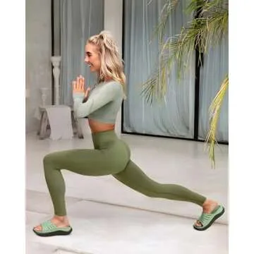 KuaiLu Womens Recovery Sandals Comfortable Plantar Fasciitis Arch Support Ladies Orthopedic Running Sport Slides Open Toe Slip On Thick Athletic Cushion Slippers Summer Beach Sandles Green 7