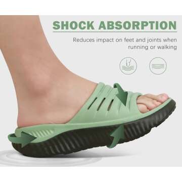 KuaiLu Womens Recovery Sandals Comfortable Plantar Fasciitis Arch Support Ladies Orthopedic Running Sport Slides Open Toe Slip On Thick Athletic Cushion Slippers Summer Beach Sandles Green 7