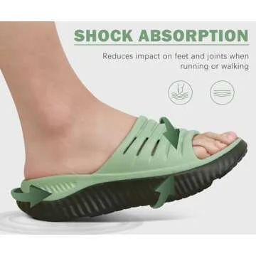 KuaiLu Womens Recovery Sandals Comfortable Plantar Fasciitis Arch Support Ladies Orthopedic Running Sport Slides Open Toe Slip On Thick Athletic Cushion Slippers Summer Beach Sandles Green 7