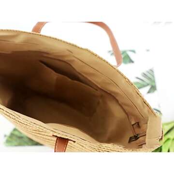 Straw Tote Bag Shoulder Bag for Women Straw Beach Bag Handbag Soft Bohemian Hobo Bag Casual Beach Daypack for Vacation
