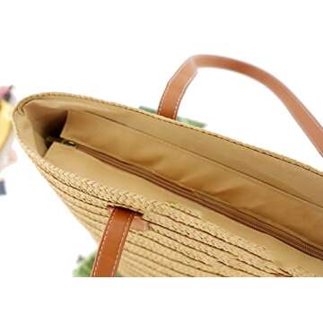 Straw Tote Bag Shoulder Bag for Women Straw Beach Bag Handbag Soft Bohemian Hobo Bag Casual Beach Daypack for Vacation