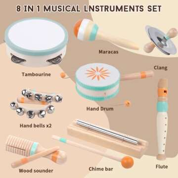 Toddlers Musical Instruments-Baby Montessori Wooden Musical Toys for Toddlers 1-3 Year Old,Kids Perc...