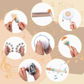 Toddlers Musical Instruments-Baby Montessori Wooden Musical Toys for Toddlers 1-3 Year Old,Kids Percussion Instruments Toy for 1 Year Boy&Girls,Christmas Birthday Gift for 1-3-5+ Year Old