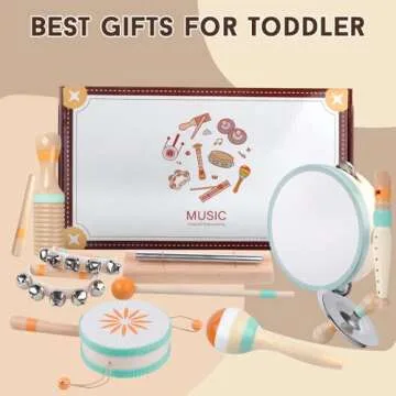 Toddlers Musical Instruments-Baby Montessori Wooden Musical Toys for Toddlers 1-3 Year Old,Kids Percussion Instruments Toy for 1 Year Boy&Girls,Christmas Birthday Gift for 1-3-5+ Year Old