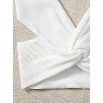 Floerns Women's Solid Twist Front Sweetheart Neck Cap Sleeve Backless Crop Top A White M