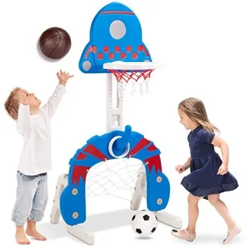Adjustable 3-in-1 Toddler Basketball Hoop - Grow With Me Sports Center
