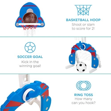 Adjustable 3-in-1 Toddler Basketball Hoop Sports Activity Center