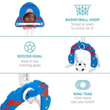 Adjustable 3-in-1 Toddler Basketball Hoop Sports Activity Center