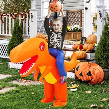 NC Thremhoo Inflatable Dinosaur Costume Christmas, Riding A T-rex Blow up Costumes for Boys Girls, D...