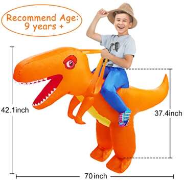 NC Thremhoo Inflatable Dinosaur Costume Christmas, Riding A T-rex Blow up Costumes for Boys Girls, Dinasour Party Favor Supplies Kids Age 5-9 Halloween Dress-up Costume, Role Pretend Play