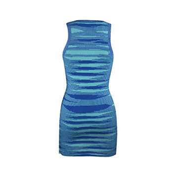 NUFIWI Women Sexy Tie Dye Mini Dress Rib Knitted Sleeveless Bodycon Short Dress Summer Y2K Streetwear (Blue, M)