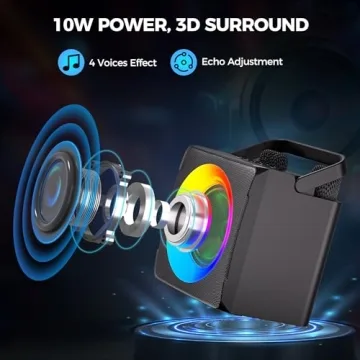 Verkstar Portable Karaoke Machine with Bluetooth & Mics Storage