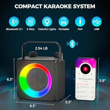 Verkstar Portable Karaoke Machine with Bluetooth & Mics Storage