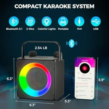 Verkstar Portable Karaoke Machine with Bluetooth & Mics Storage