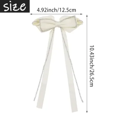 Sparkly Rhinestone Tassel Hair Bows for Women and Girls