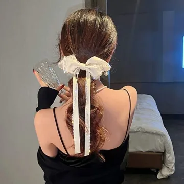 Sparkly Rhinestone Tassel Hair Bows for Women and Girls