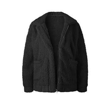 ECOWISH Women's Cozy Winter Jacket with Lapel Zipper