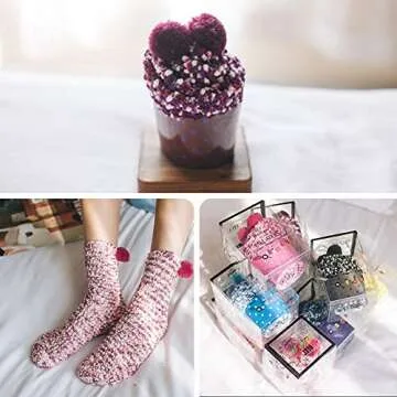 Yawcorp Cozy Fuzzy Socks for Women - Cute Cupcake Gift