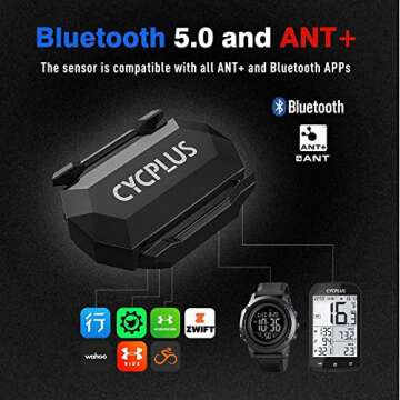 CYCPLUS Cycling Speed and Cadence Sensor Bluetooth & ANT+ Wireless Bike Cadence Sensor Speed IP67 Waterproof- C3 X 2