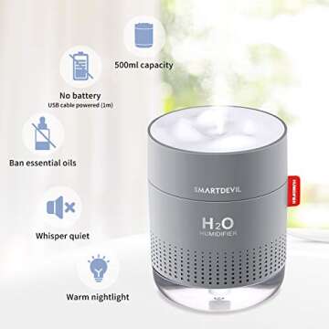 SmartDevil 500ml Quiet Humidifier with Night Light