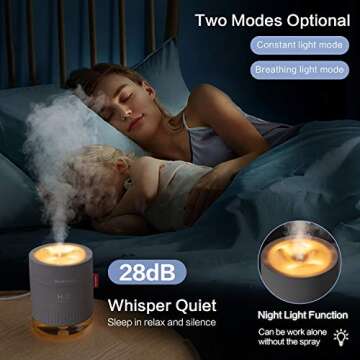 SmartDevil 500ml Quiet Humidifier with Night Light