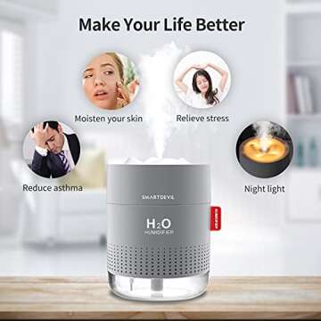 SmartDevil 500ml Quiet Humidifier with Night Light
