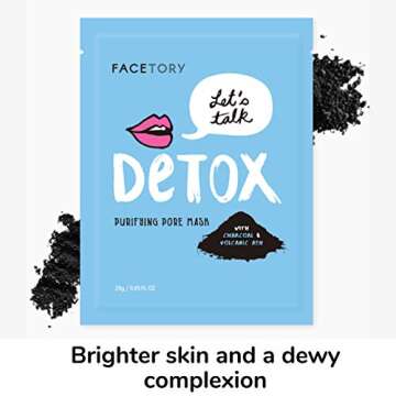 FACETORY K Beauty Face Mask Skin Care - LET'S TALK DETOX PURIFYING Sheet Mask with Charcoal & Volcanic Ash | Pore Refining Charcoal Face Mask (10 Pack)